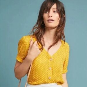 Anthro MAEVE Hansley polka dot top